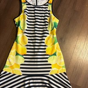 Size 6 ~ ELLE Woman’s Dress Bold black & white yellow lemon 🍋 lime *Brand New!